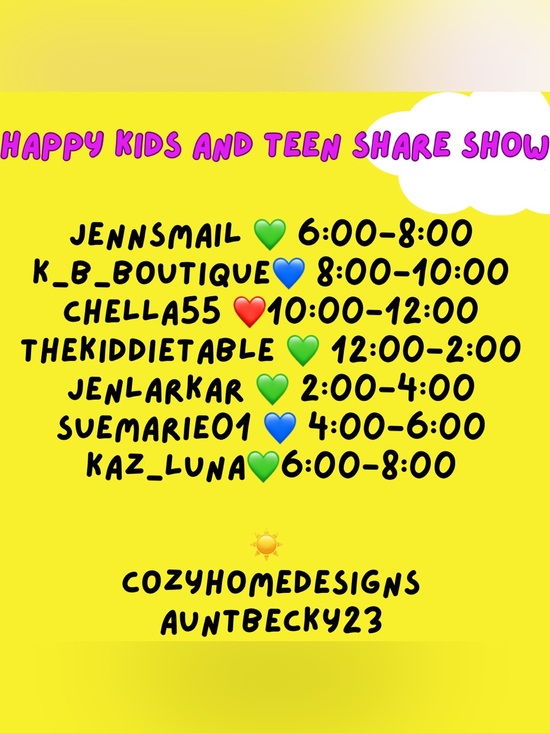 Other - Kids and teen first share show every Thursday! 
Let’s get you what you need!